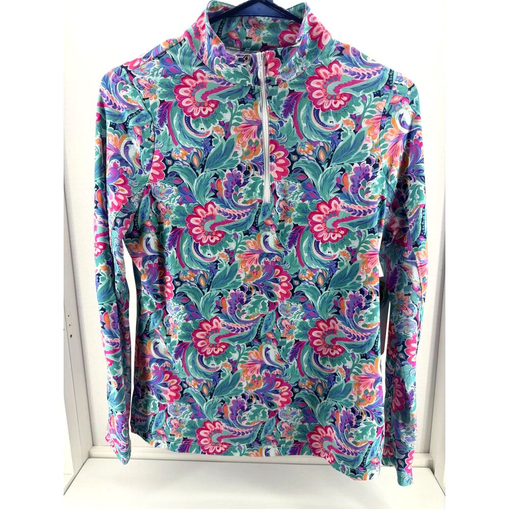 Gottex Women's  Kate 1/2 Zip Mock Neck Pullover Blue Garden - Picture 6 of 9